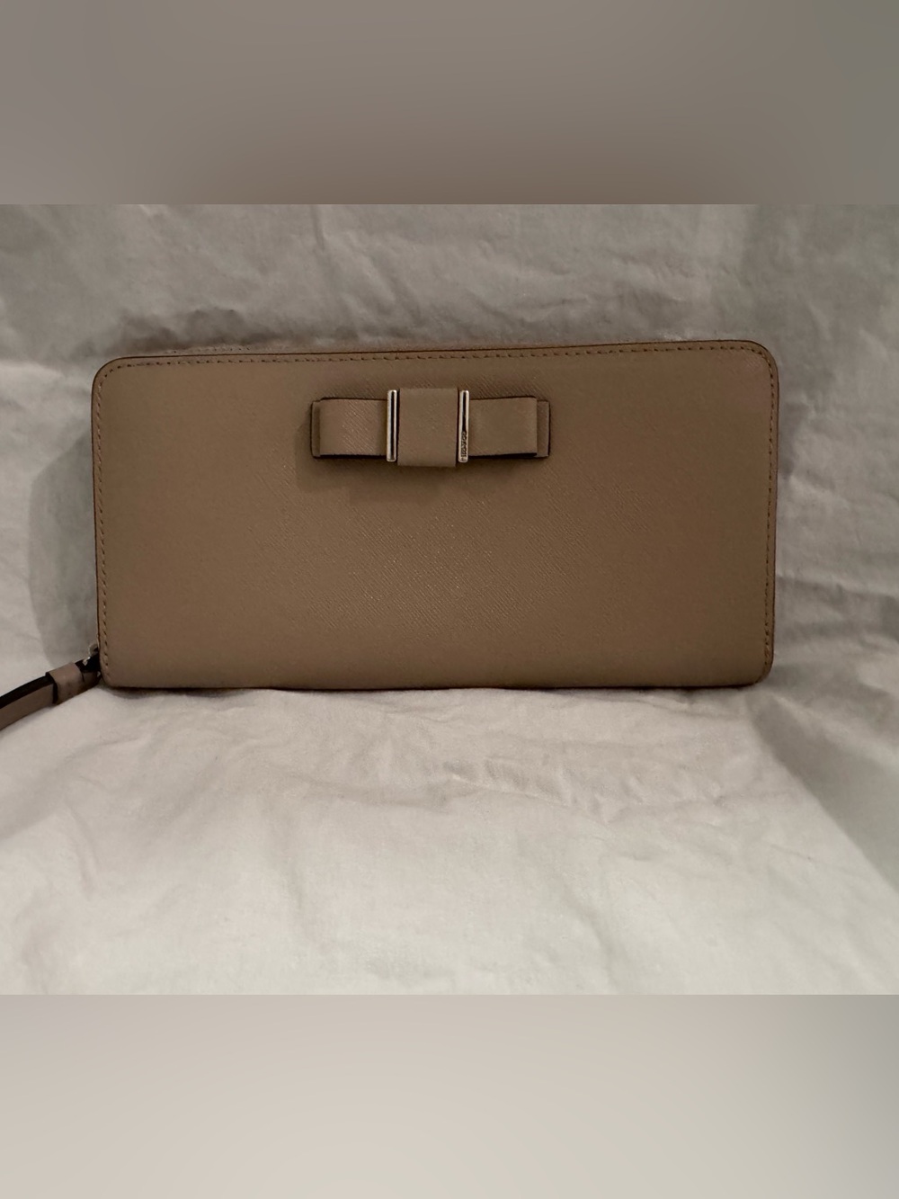 Taupe Bow-Accent Women's Clutch